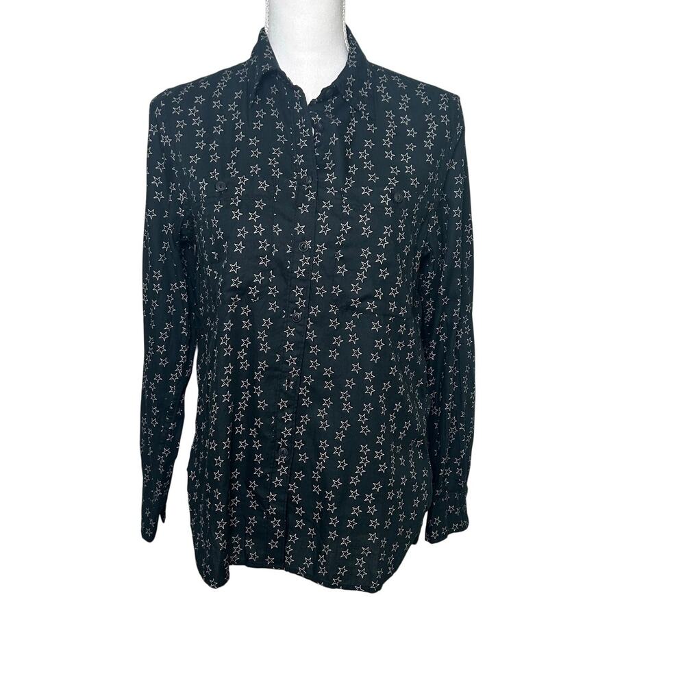Denim & Supply Ralph Lauren black white stars cotton long sleeve button down S